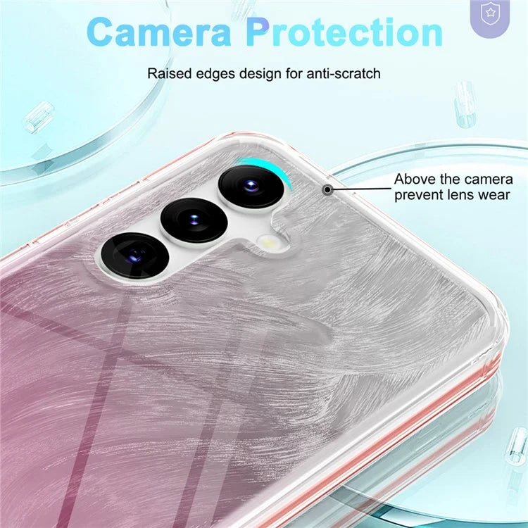 For Samsung Galaxy S24 Case Gradient Feather Pattern PC+TPU Protective Cover