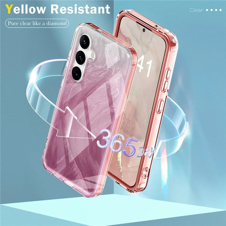 For Samsung Galaxy S24 Case Gradient Feather Pattern PC+TPU Protective Cover