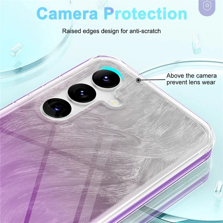 For Samsung Galaxy S24 Case Gradient Feather Pattern PC+TPU Protective Cover