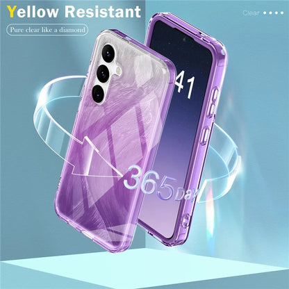 For Samsung Galaxy S24 Case Gradient Feather Pattern PC+TPU Protective Cover