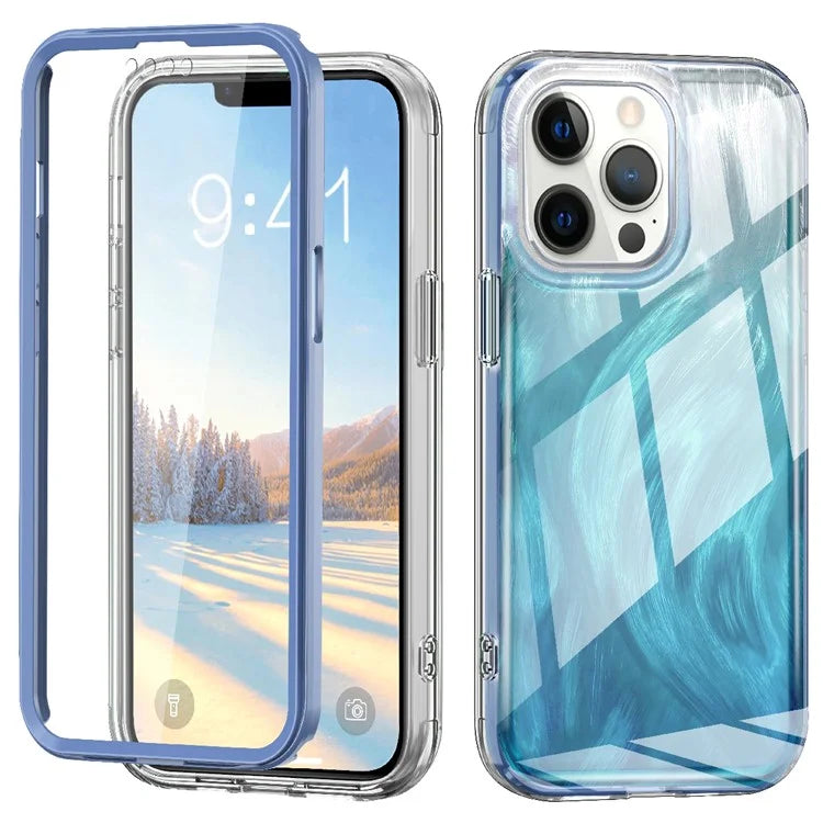 For iPhone 13 Pro Max 6.7 inch Case Gradient Feather Pattern Camera Protection Phone Cover