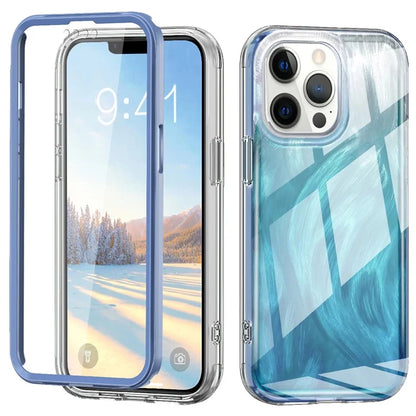 For iPhone 13 Pro Max 6.7 inch Case Gradient Feather Pattern Camera Protection Phone Cover