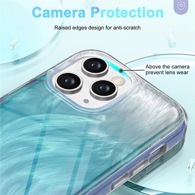 For iPhone 11 Pro Case Shockproof PC+TPU Phone Cover with Gradient Feather Pattern