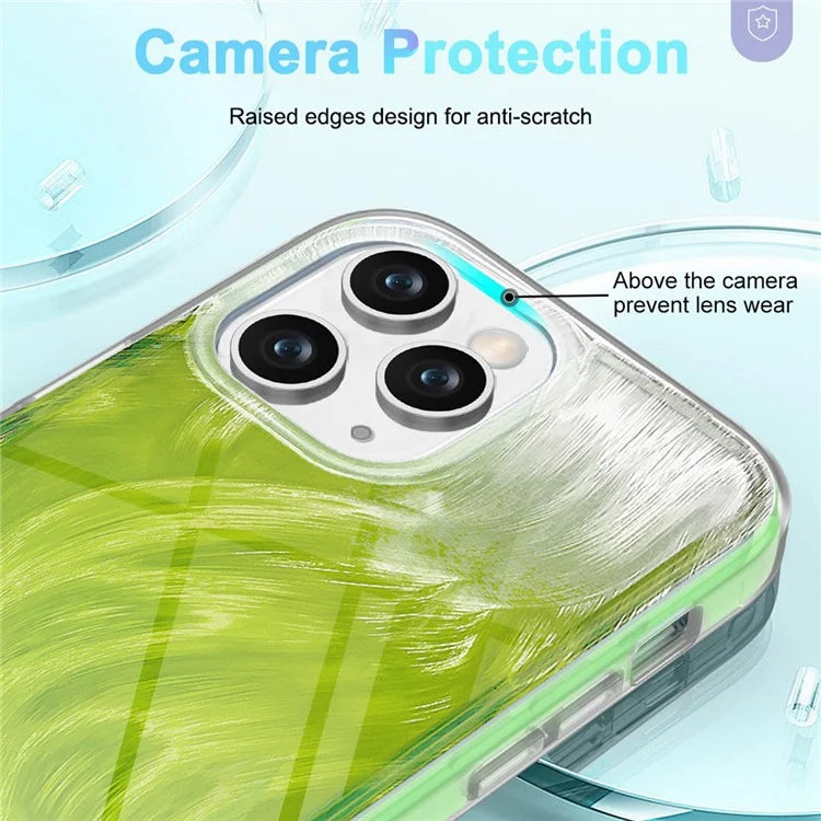 For iPhone 11 Pro Case Shockproof PC+TPU Phone Cover with Gradient Feather Pattern