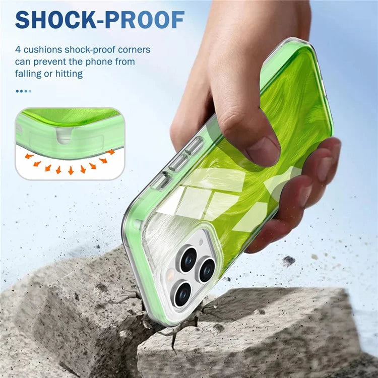 For iPhone 11 Pro Case Shockproof PC+TPU Phone Cover with Gradient Feather Pattern