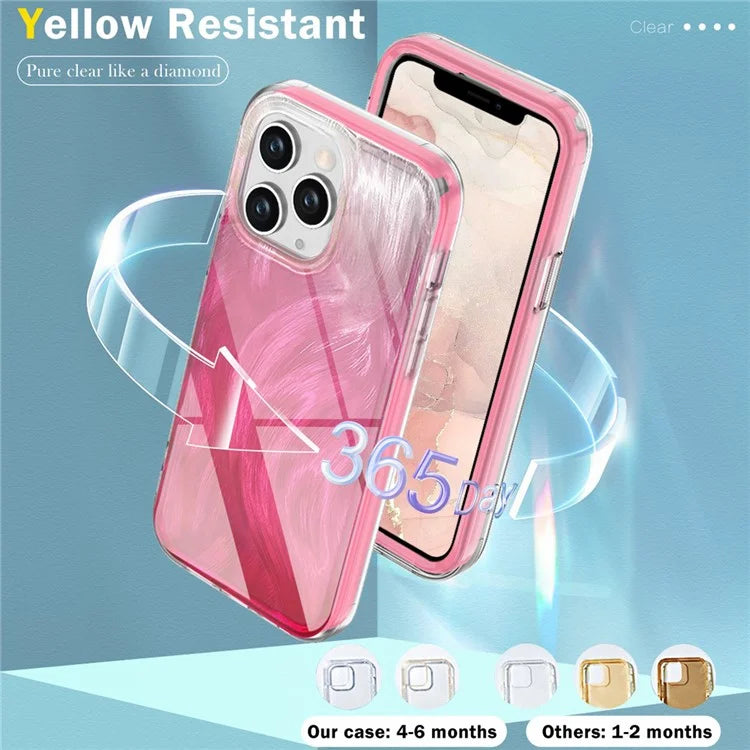 For iPhone 11 Pro Case Shockproof PC+TPU Phone Cover with Gradient Feather Pattern
