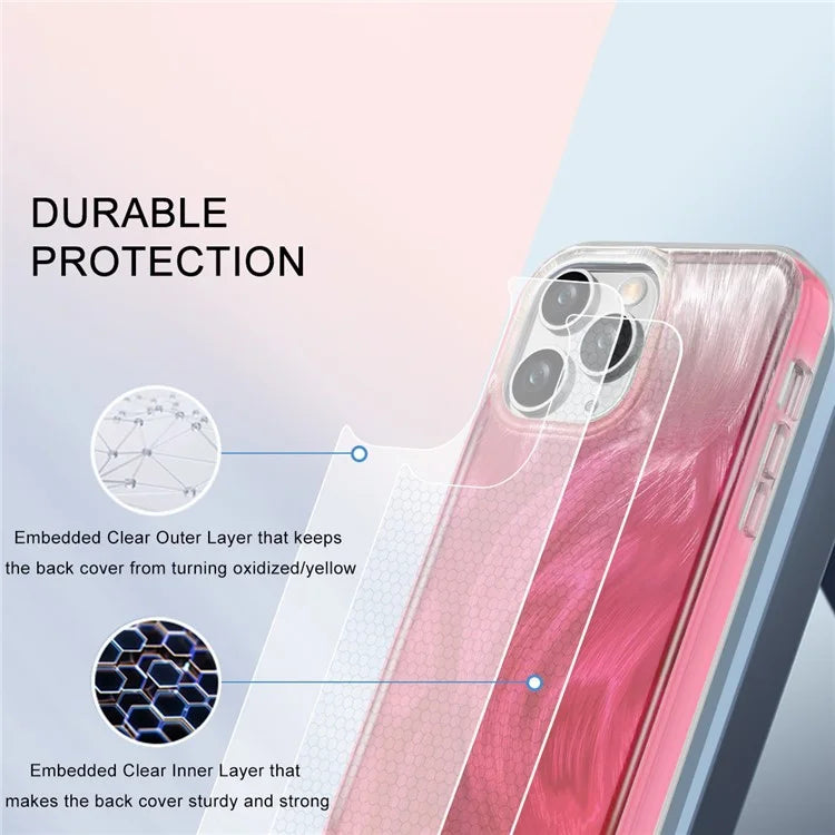 For iPhone 11 Pro Case Shockproof PC+TPU Phone Cover with Gradient Feather Pattern