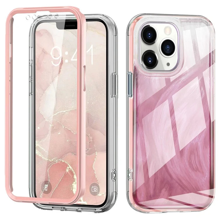 For iPhone 11 Pro Case Shockproof PC+TPU Phone Cover with Gradient Feather Pattern