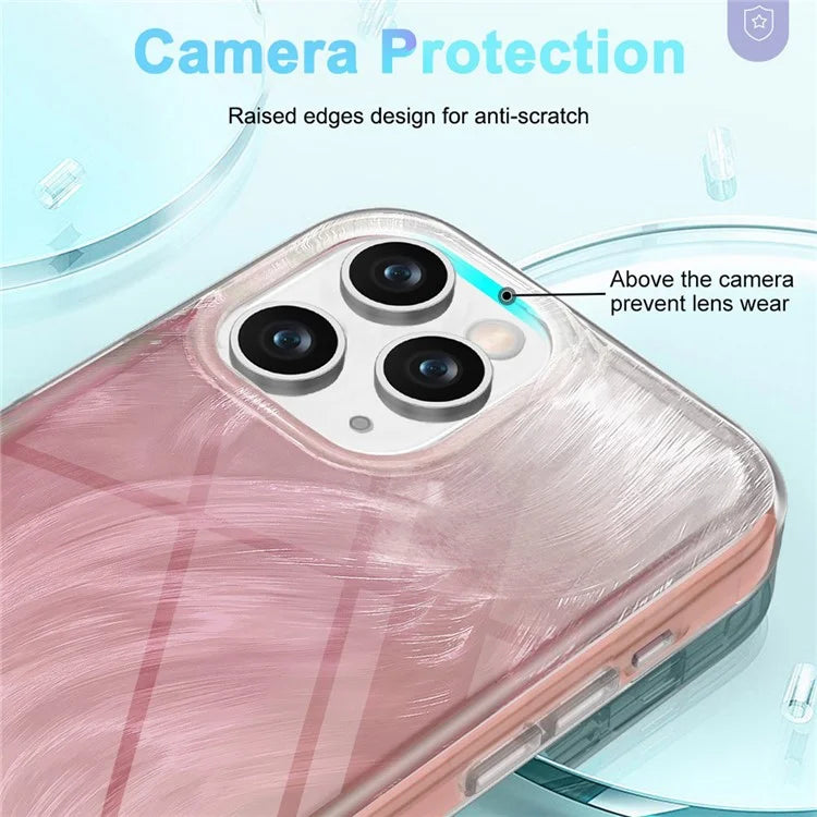 For iPhone 11 Pro Case Shockproof PC+TPU Phone Cover with Gradient Feather Pattern
