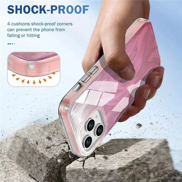 For iPhone 11 Pro Case Shockproof PC+TPU Phone Cover with Gradient Feather Pattern