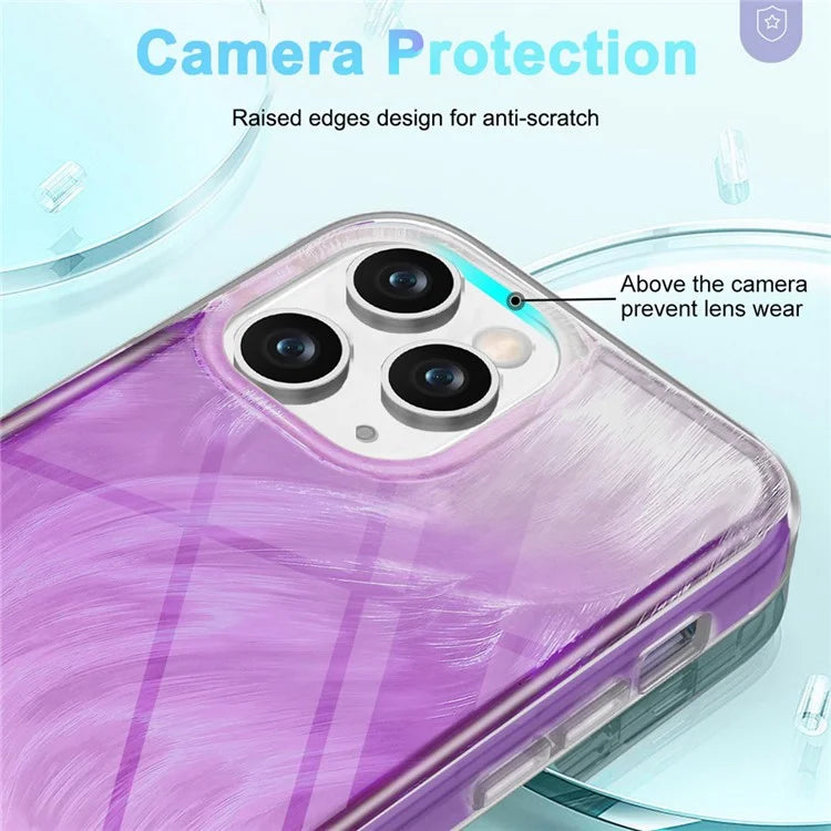 For iPhone 11 Pro Case Shockproof PC+TPU Phone Cover with Gradient Feather Pattern