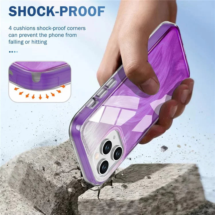 For iPhone 11 Pro Case Shockproof PC+TPU Phone Cover with Gradient Feather Pattern