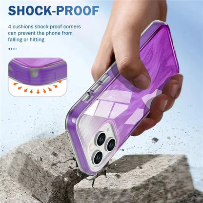 For iPhone 11 Pro Case Shockproof PC+TPU Phone Cover with Gradient Feather Pattern