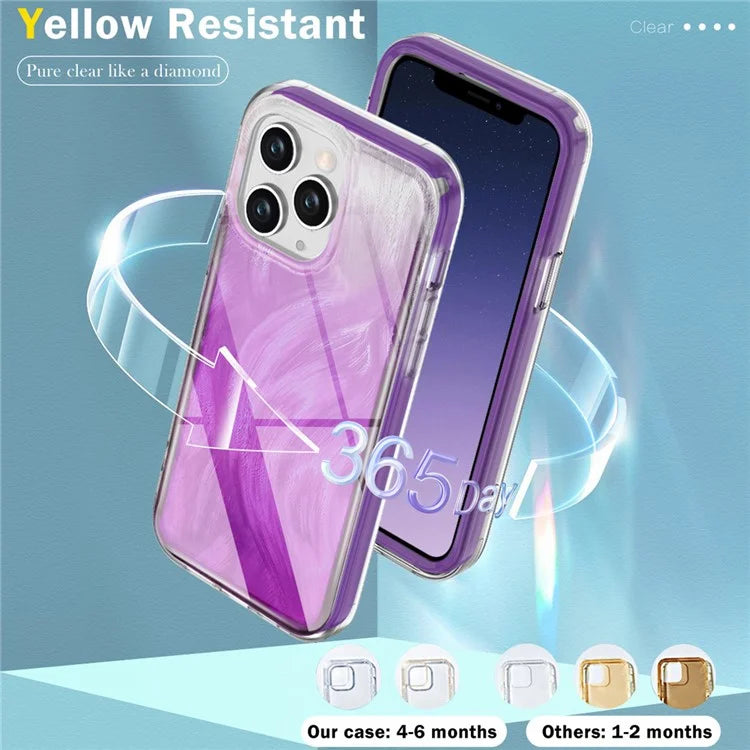For iPhone 11 Pro Case Shockproof PC+TPU Phone Cover with Gradient Feather Pattern