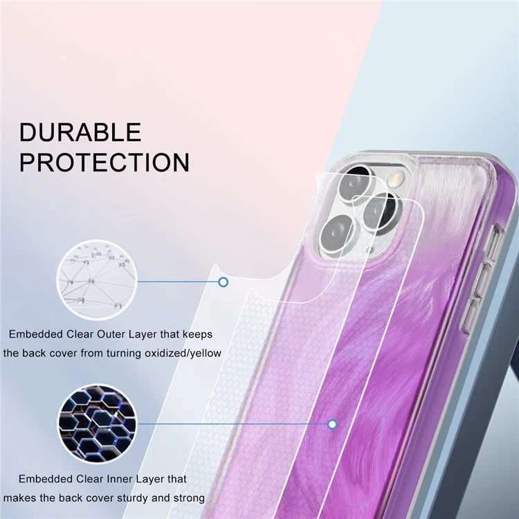 For iPhone 11 Pro Case Shockproof PC+TPU Phone Cover with Gradient Feather Pattern