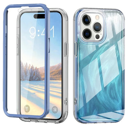 For iPhone 14 Pro Case Gradient Feather Pattern Full Body Protection Phone Shell