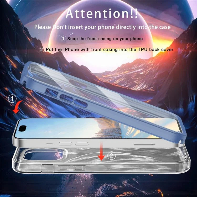 For iPhone 14 Pro Case Gradient Feather Pattern Full Body Protection Phone Shell