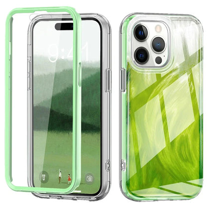 For iPhone 14 Pro Case Gradient Feather Pattern Full Body Protection Phone Shell