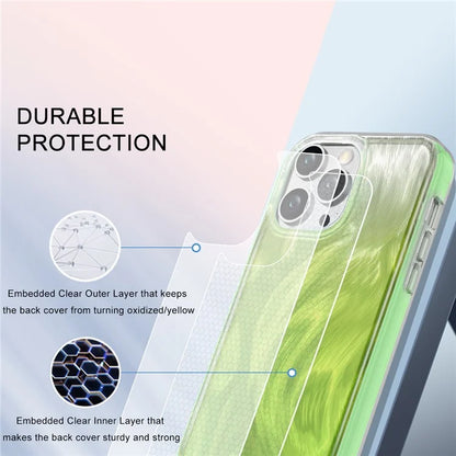 For iPhone 14 Pro Case Gradient Feather Pattern Full Body Protection Phone Shell