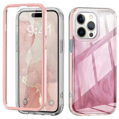 For iPhone 14 Pro Case Gradient Feather Pattern Full Body Protection Phone Shell
