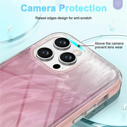 For iPhone 14 Pro Case Gradient Feather Pattern Full Body Protection Phone Shell