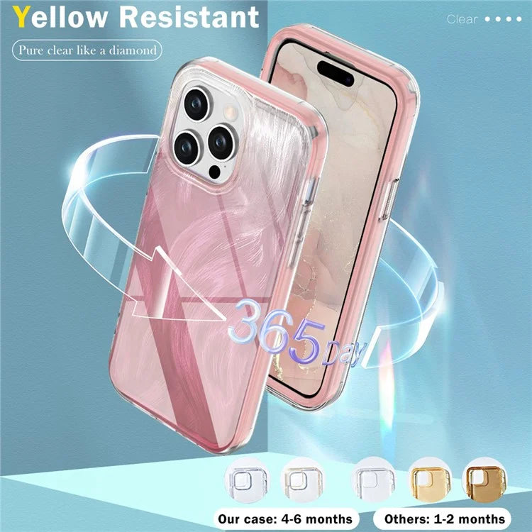 For iPhone 14 Pro Case Gradient Feather Pattern Full Body Protection Phone Shell