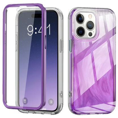 For iPhone 14 Pro Case Gradient Feather Pattern Full Body Protection Phone Shell
