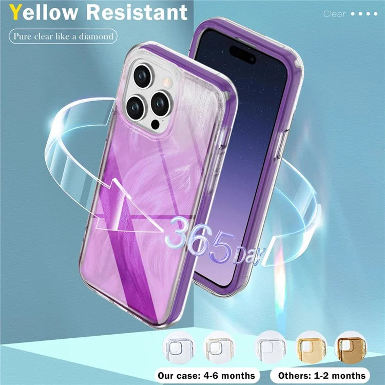 For iPhone 14 Pro Case Gradient Feather Pattern Full Body Protection Phone Shell
