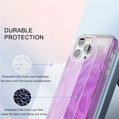 For iPhone 14 Pro Case Gradient Feather Pattern Full Body Protection Phone Shell