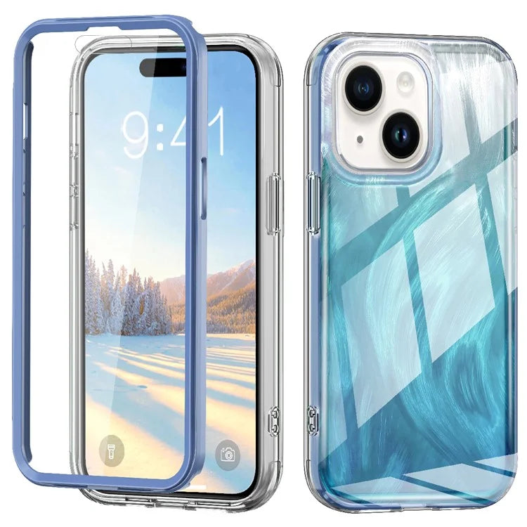 For iPhone 15 Plus Cell Phone Cases Gradient Feather Scratch-proof Cover