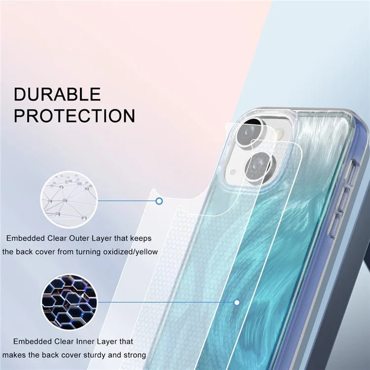 For iPhone 15 Plus Cell Phone Cases Gradient Feather Scratch-proof Cover