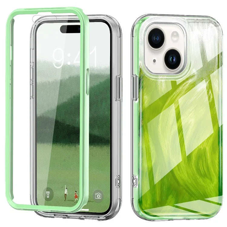 For iPhone 15 Plus Cell Phone Cases Gradient Feather Scratch-proof Cover