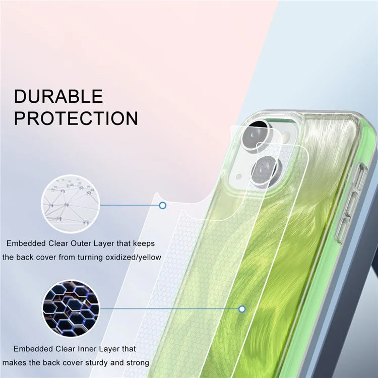 For iPhone 15 Plus Cell Phone Cases Gradient Feather Scratch-proof Cover