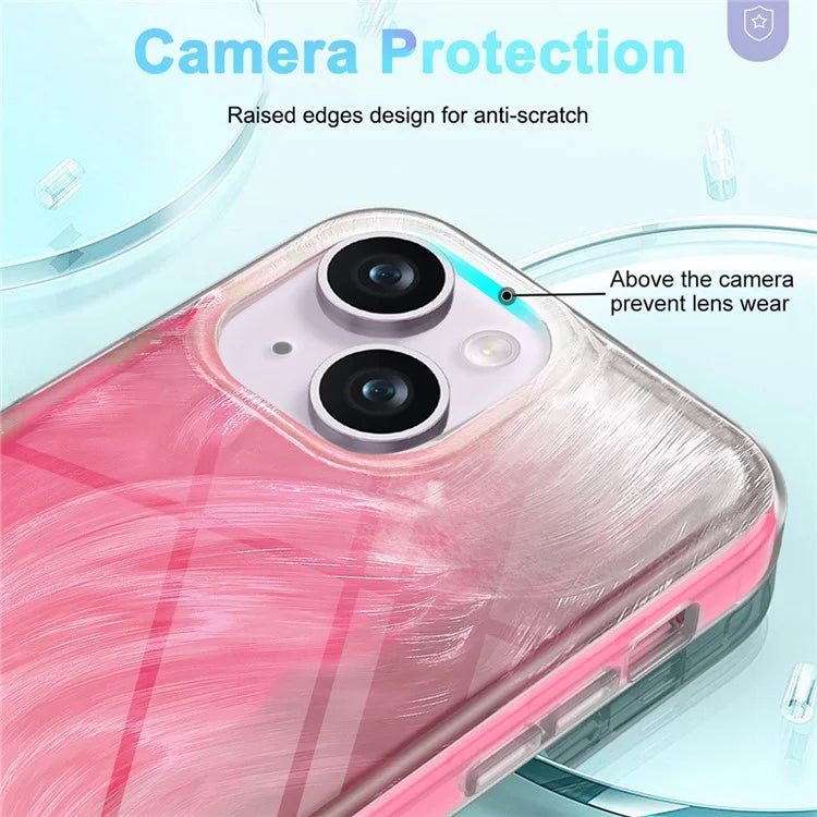 For iPhone 15 Plus Cell Phone Cases Gradient Feather Scratch-proof Cover