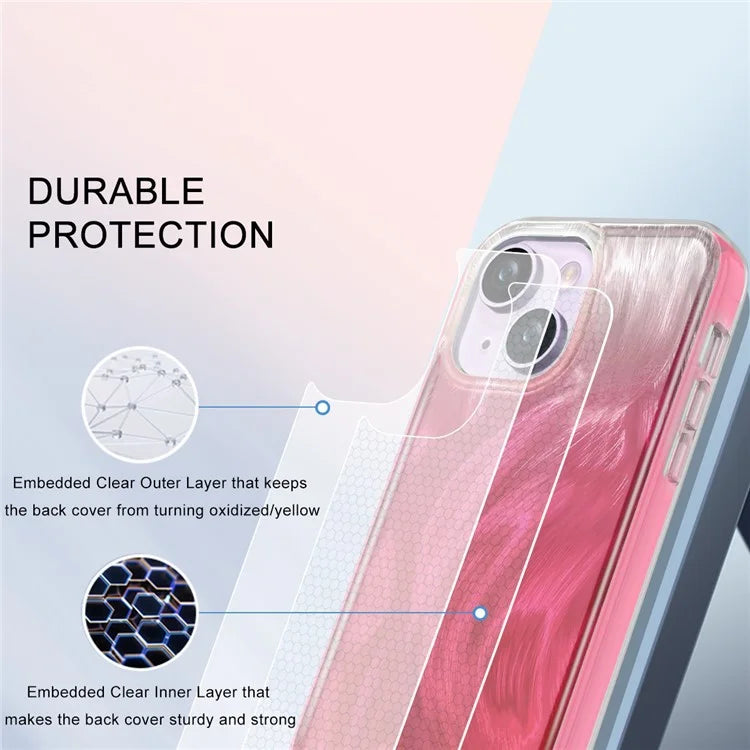 For iPhone 15 Plus Cell Phone Cases Gradient Feather Scratch-proof Cover