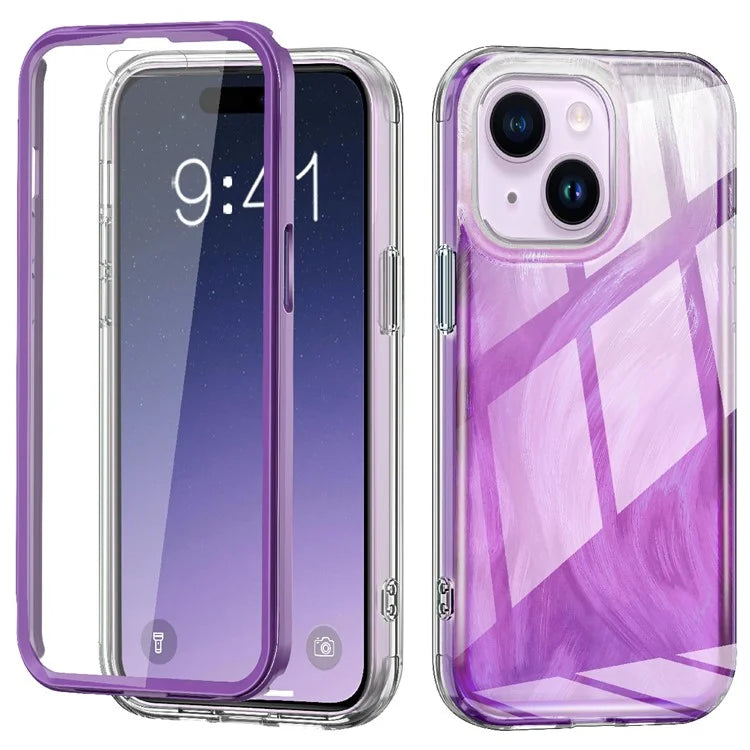 For iPhone 15 Plus Cell Phone Cases Gradient Feather Scratch-proof Cover