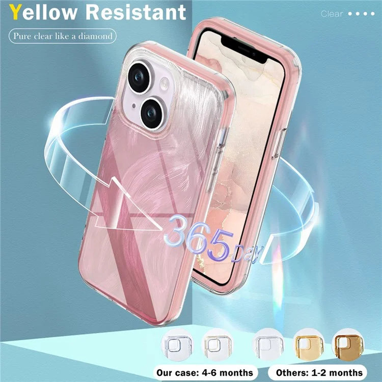 PC+TPU Case for iPhone 14 Shell Gradient Feather Pattern Phone Cover with PET Screen Film