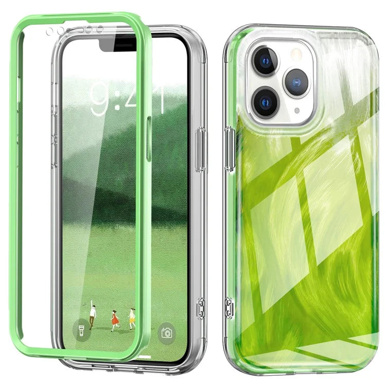 For iPhone 11 Pro Max PC+TPU Case Gradient Feather Pattern Drop-proof Back Cover