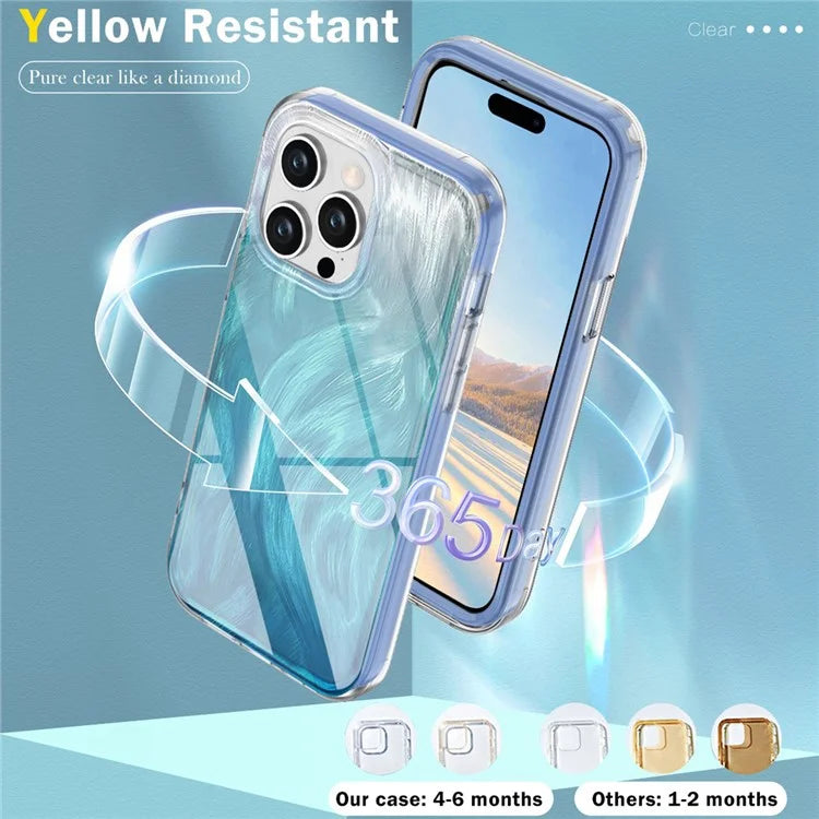 For iPhone 14 Pro Max Case PC+TPU Full Body Shockproof Gradient Feather Phone Cover