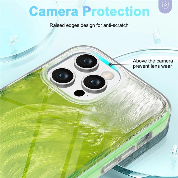 For iPhone 14 Pro Max Case PC+TPU Full Body Shockproof Gradient Feather Phone Cover