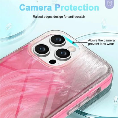 For iPhone 14 Pro Max Case PC+TPU Full Body Shockproof Gradient Feather Phone Cover