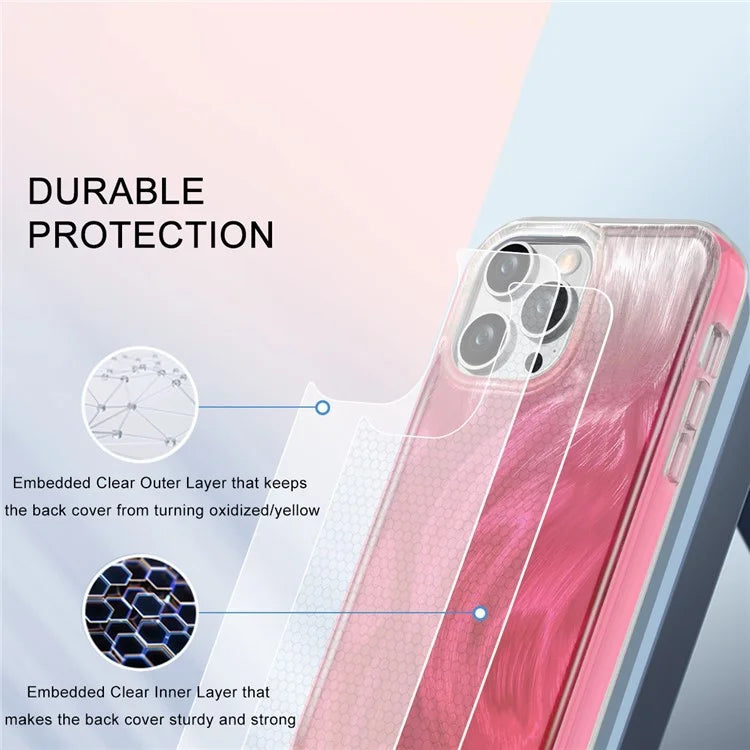 For iPhone 14 Pro Max Case PC+TPU Full Body Shockproof Gradient Feather Phone Cover