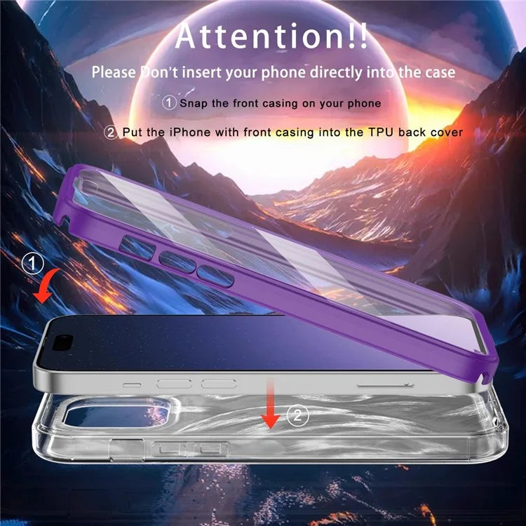 For iPhone 14 Pro Max Case PC+TPU Full Body Shockproof Gradient Feather Phone Cover