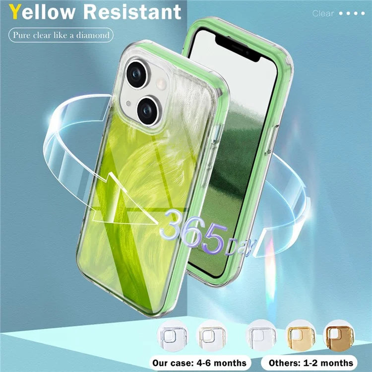 For iPhone 14 Plus Phone Case Gradient Feather Pattern PC+TPU Full Body Protection Cover