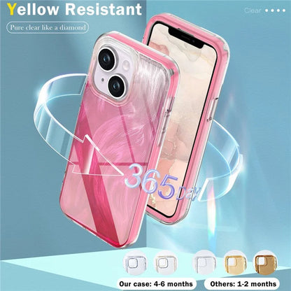 For iPhone 14 Plus Phone Case Gradient Feather Pattern PC+TPU Full Body Protection Cover