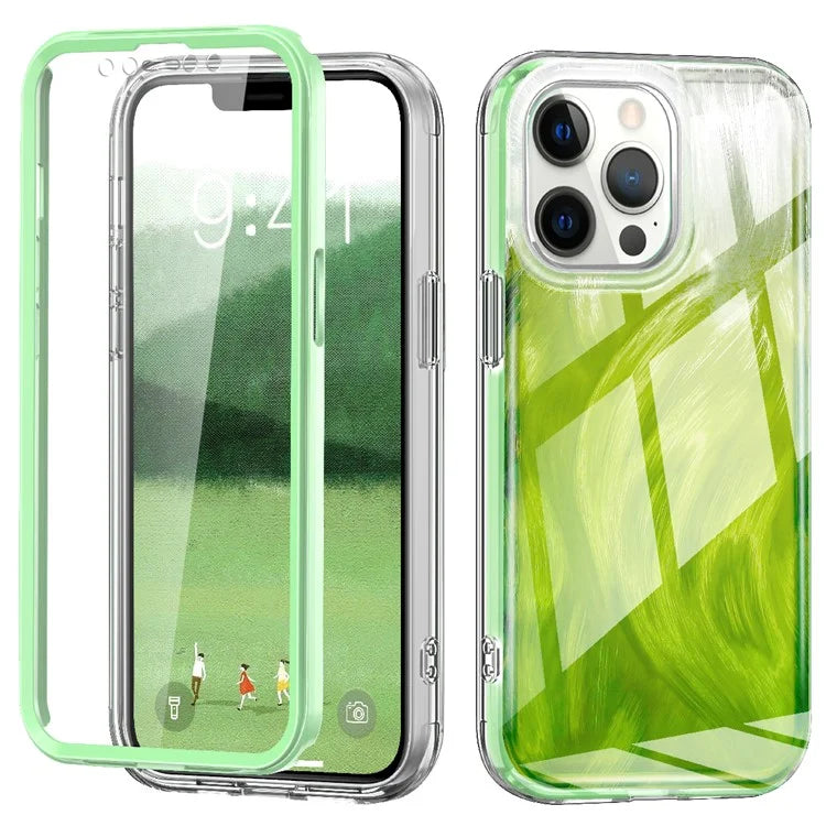 For iPhone 12 / 12 Pro Gradient Case PC+TPU Phone Cover with PET Screen Protector