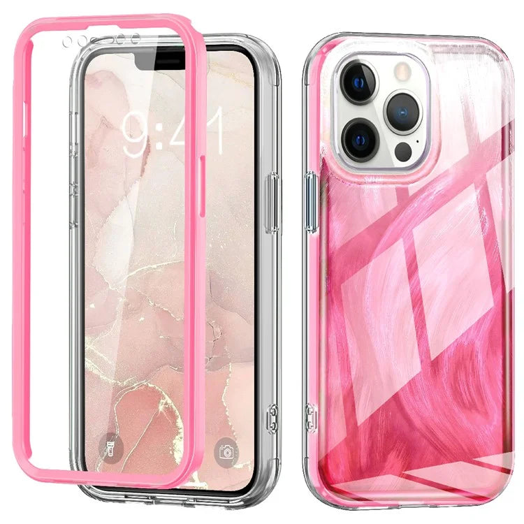 For iPhone 12 / 12 Pro Gradient Case PC+TPU Phone Cover with PET Screen Protector