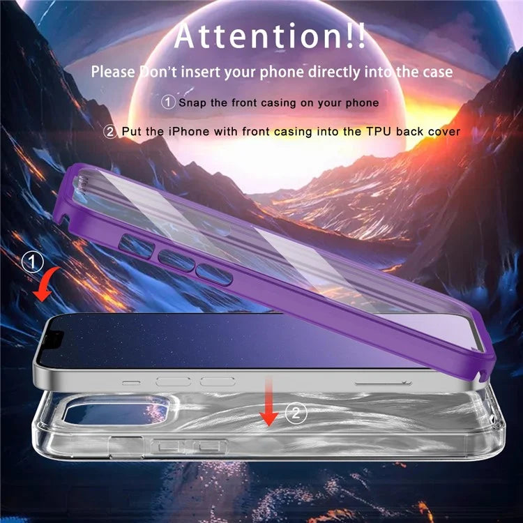 For iPhone 12 / 12 Pro Gradient Case PC+TPU Phone Cover with PET Screen Protector