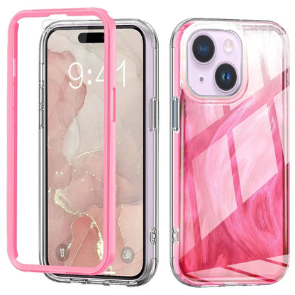 For iPhone 15 Case Built-in PET Film Feather Pattern PC+TPU Phone Cover