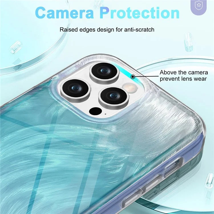 For iPhone 13 Pro Case PC+TPU Full Protection Feather Pattern Phone Cover
